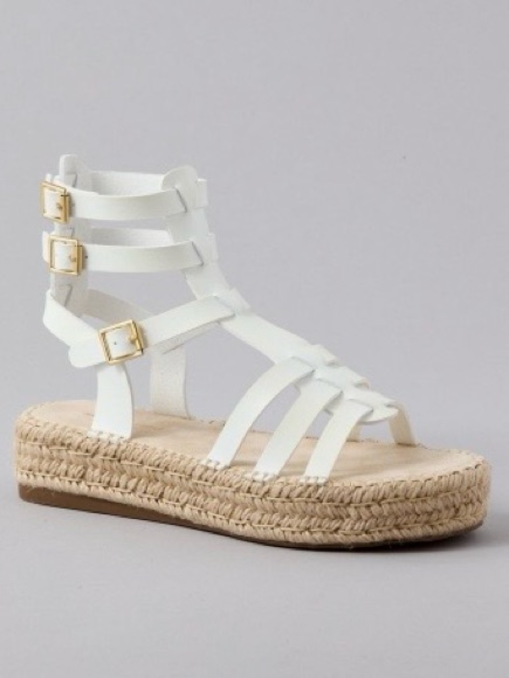 NWT American Eagle ($49.95) Flatform Gladiator Espadrille Sandal in White